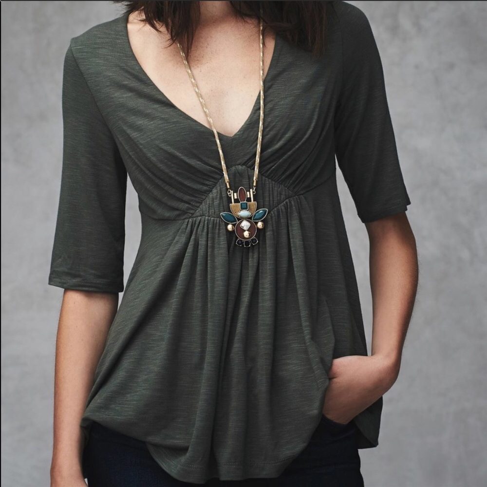 Anthropologie black ruched top - Picture 1 of 7
